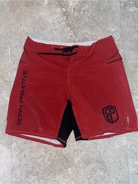 Born Primitive Maroon Performance Shorts with Black Accents